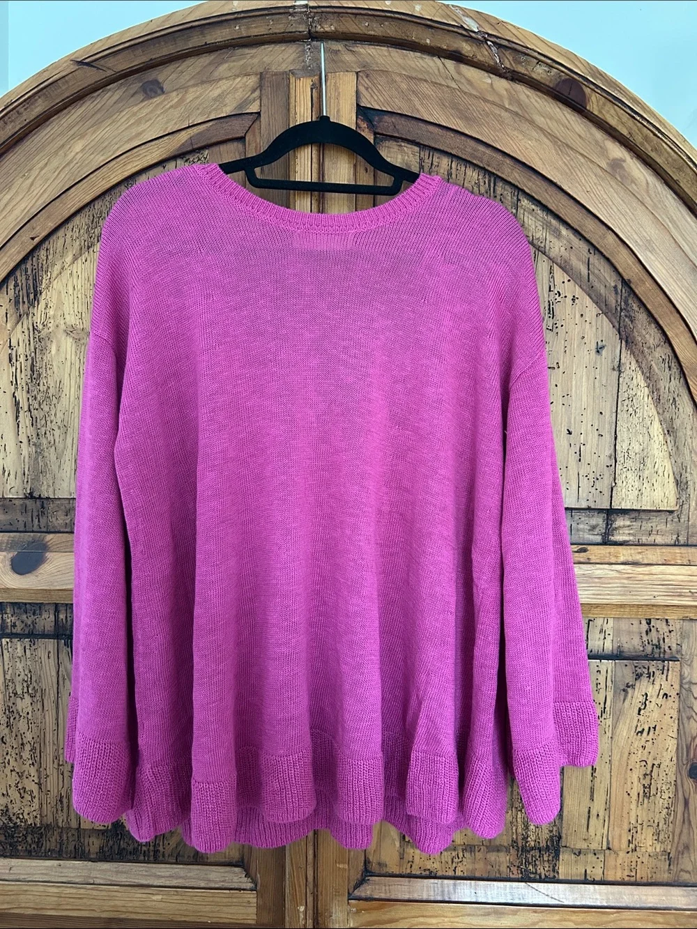 NWOT Free People Isadora Reversible V Neck Knit Hot Pink Sweater Top